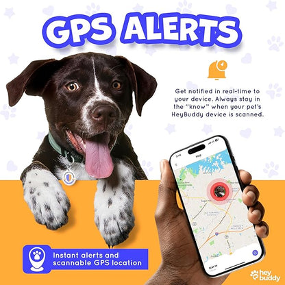 HeyBuddy® Slide Series - QR Code Smart Pet Tags for Dogs & Cats, Personalized Pet Tag Stores Multiple Information, Includes Passive Location Tracking, Real-Time Notification & Community Alerts