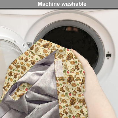 Lunarable Thanksgiving Dog Crate Cover, Special Day Family Dinner Classical Delicious Meal Abundance Harvest, Easy to Use Pet Kennel Cover for Cats & Medium Dogs, 30 Inch, Orange Brown Green