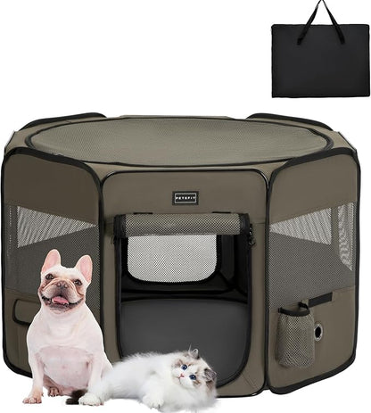 PETSFIT Dog Pen Indoor, Anti-Leakage Bottom, Foldable, Collapsible Dog Playpen Indoor/Outdoor for Cats