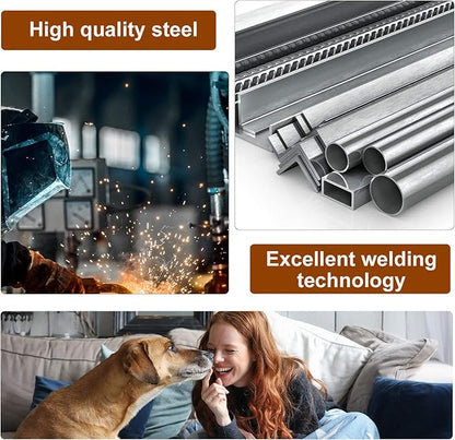 PawHut 4.6' x 4.6' x 5' Outdoor Dog Kennel, Walk-in Pet Playpen, Welded Wire Steel with Water and UV-Resistant Canopy, Black