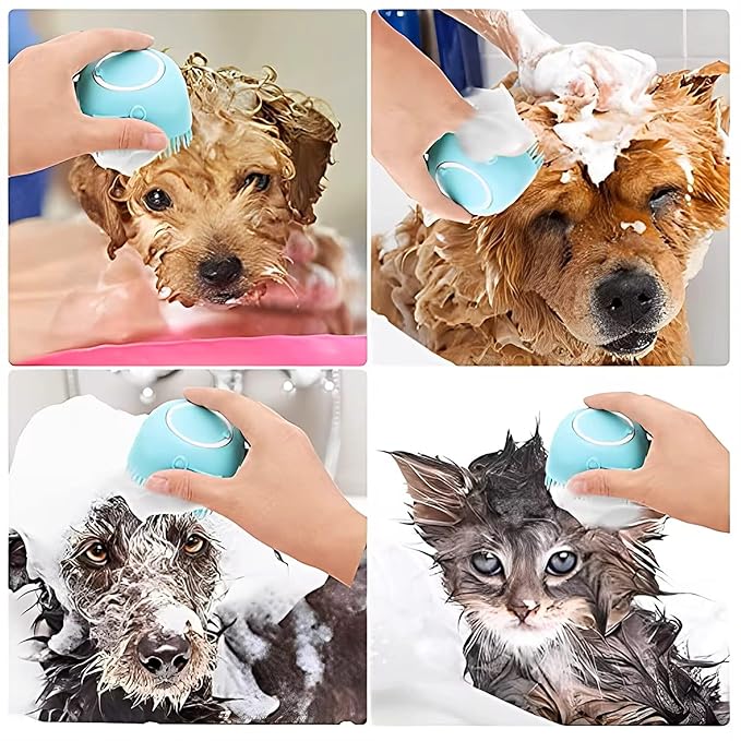 Pet Bath Massage Brush for Dogs and Cats (Pink)