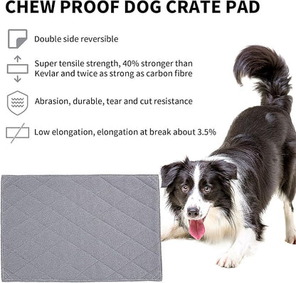 HOMBYS Chew Proof Dog Crate Pad Mat, Indestructible Kennel Pad for Aggressive Chewers, Durable and Water Resistant Teething Puppy Crate Mats for Dogs Cages (Medium(35" L x 22" W), Grey)