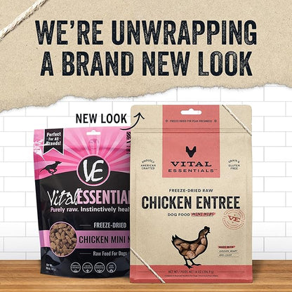 Vital Essentials Freeze Dried Raw Dog Food, Chicken Mini Nibs Entree, 14 oz