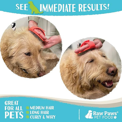 Raw Paws Grooming Brush, 1 ct - Hand-Held Rubber Tipped Pin Brush for Dogs & Cats - Dog Pin Brush - Dog Brush for Shedding - Bath Brush for Dogs with Short Hair & Long Hair - Dog Grooming Brush