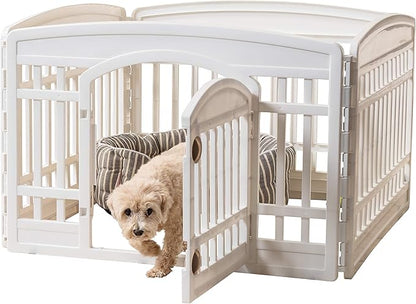 IRIS USA 24” 4-Panel Playpens for Dog, Puppy, Black and White Set