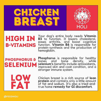 HOLI Freeze Dried Chicken Dog Treats - 100% All Natural Chicken Breast - Human Grade, Single Ingredient - Grain Free, Gluten Free, Soy Free – (3.5 Ounce)