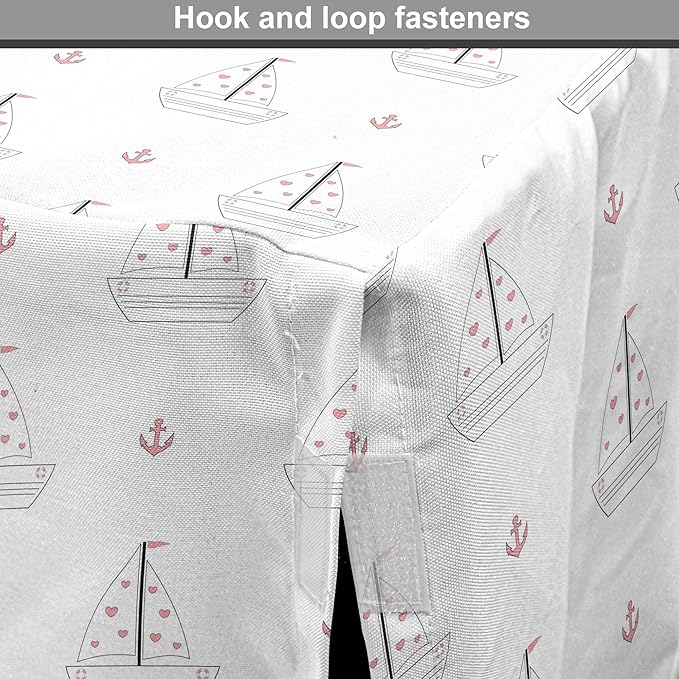 Lunarable Sail Boat Dog Crate Cover, Heart Patterned Sail with Anchor Ships Transportation Nautical, Easy to Use Pet Kennel Cover for Small Dogs Puppies Kittens, 22 Inch, Blush Black White