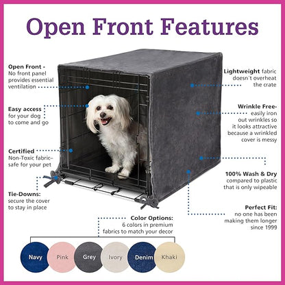 Pet Dreams Dog Crate Cover - Breathable Fabric Kennel Topper for Single-Door Crates, Fits iCrate Dog Cages 18, 24, 30, 36, 42, 48 Inches (Khaki, Medium, 30")
