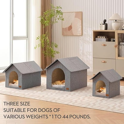 Indoor Dog House with Washable Plush Cushion - Medium Size, Suitable for Dogs & Cats Under 22 Pounds