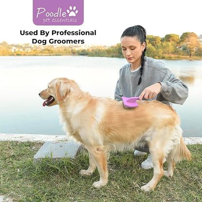 Slicker Brush for Dogs - Detangling Dog Brushes for Grooming with Soft Bristles & long Pins - Professional Cat Deshedding Tool to Removes Tangles & Dirt (Medium)