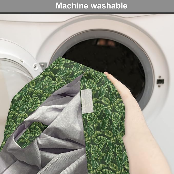 Lunarable Hunter Green Dog Crate Cover, Tropical Palm Leaves Exotic Plants Hawaiian Trees Jungle Natural Design, Easy to Use Pet Kennel Cover for Small Dogs Puppies Kittens, 18 Inch, Fern Green