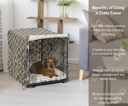 MidWest Homes for Pets Dog Crate Cover, Privacy Dog Crate Cover Fits Midwest Dog Crates, Crate Cover Only; Machine Wash & Dry; Brown Geo Print; 30 inch