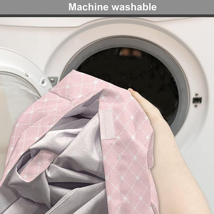 Ambesonne Blush Pink Dog Crate Cover, Abstract Monochrome Geometric Lace Inspired Grid Ornament with Stars Print, Easy to Use Pet Kennel Cover for Small Dogs Puppies Kittens, 22 Inch, Blush White