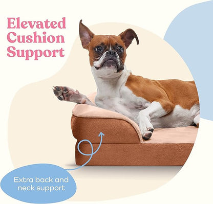 Orthopedic Sofa Dog Bed - Ultra Comfortable Dog Bed for Large Dogs - Breathable & Waterproof Pet Bed- Egg Foam Sofa Bed with Extra Head and Neck Support - (X-Large, Brown)