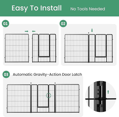 InfiniPower Dog Playpen for Yard, RV, Camping, 24 Inch 16 Panels Play Pen Indoor, Heavy Duty Indoor Outdoor Exercise Dog Pen for Puppies/Small Dogs, Black