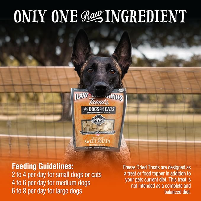 Northwest Naturals Raw Rewards Freeze-Dried Sweet Potato Treats for Dogs and Cats - Bite-Sized Pieces - Healthy, 1 Ingredient, Human Grade Pet Food, All Natural - 2 Oz