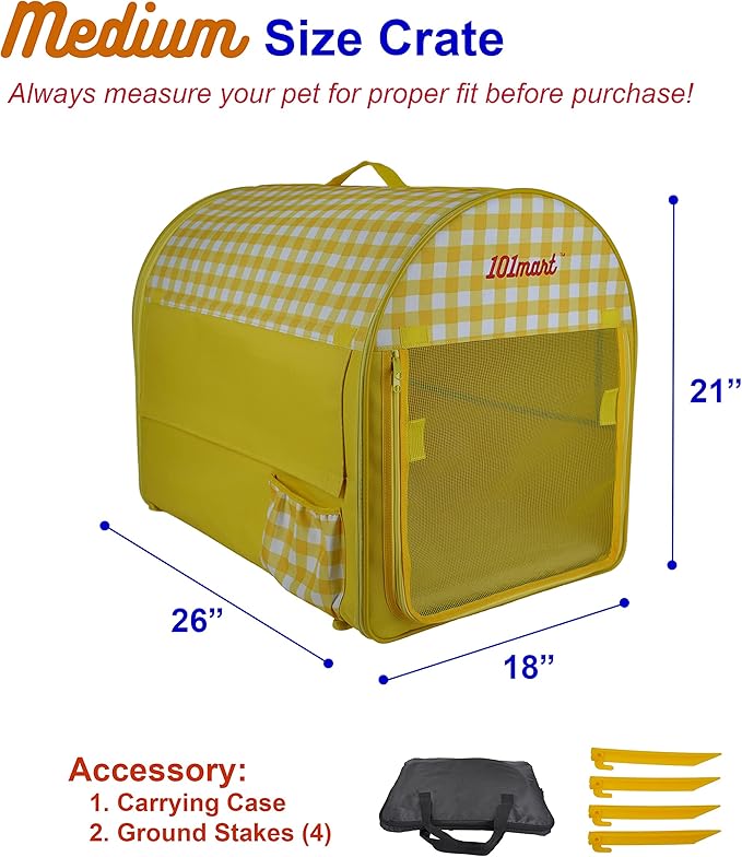 Premium Soft-Sided Folding Pet Tent | Portable Pet Crate for Home and On The Go | Made from Heavy-Duty Water-Resistant Canvas Fabric | Perfect for Indoor and Outdoor Use