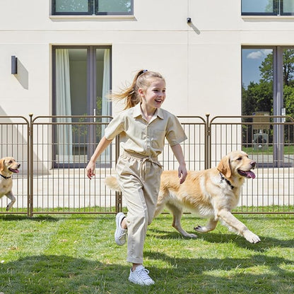 Gardner Pet Dog Playpens, 32" H 2 Add-on Panels for Small/Medium/Large Dogs, Foldable Pet Play Yard Gate Extensions, Pet Playpen, Anti-Rust, Quick Install, Brown