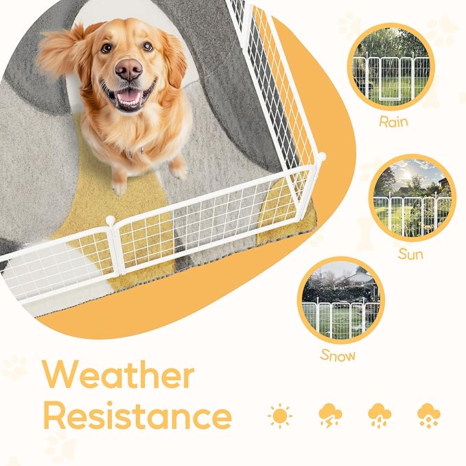HealSmart Dog Playpen Indoor, Puppy Playpen Indoor for Yard, Camping, 32" Height 8 Panels Heavy Duty Dog Pen for Small/Medium Dogs, White