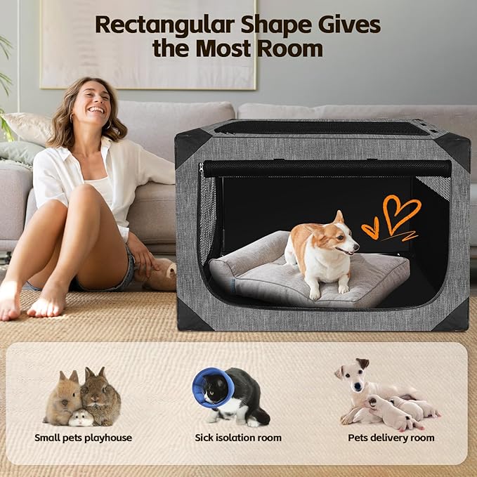 Dog Crate 36x25x25 Inch Dog Crate for Large Dogs, Portable and Foldable Design Perfect for Travel or Home Use, Dog Kennel with 3-Door