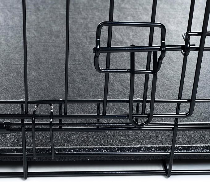 36-inch Dog Crate - Double Door Pet Kennel with Divider Panel - Foldable Dog Cage with Carry Handle for Portability and Storage by PETMAKER (Black)