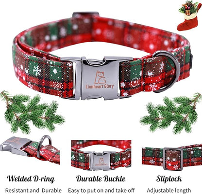 Lionheart glory Christmas Plaid Dog Collar, Dogs Collar Adjustable Soft and Comfortable Dog Collars for Large Dogs Girl or Boy Pet Gift Fall Collar Dog Collar