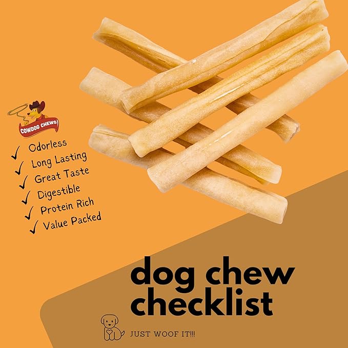 Collagen Sticks 6" (12 Pack) - Odor-Free, All Natural Collagen Dog Chews for Healthy Joints, Skin & Coat. Best Rawhide and Bully Stick Alternative Filled with Beefhide Goodness.