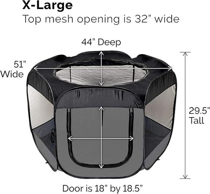 Furhaven Portable Dog Playpen Cat Tent, Pet playground/kennel foldable indoor outdoor zippered puppy crate - Gray, Extra Large