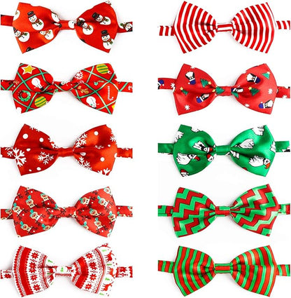 Segarty Dog Bows, 10 PCS Dog Bow Ties, Adjustable Bowties Collar Bowknot, Bulk Pet Dog Grooming Neck Bow for Small Medium Girl Dogs Puppy Cats Christmas New Year Halloween Wedding Holiday Photography