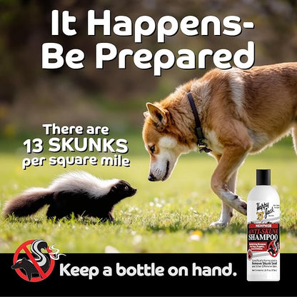 HAPPY JACK Mephidide Anti Skunk Shampoo for Dogs, Cats, Pets – Hypoallergenic Skunk Odor Remover for Dogs – Deodorizing Dog Shampoo (16oz)