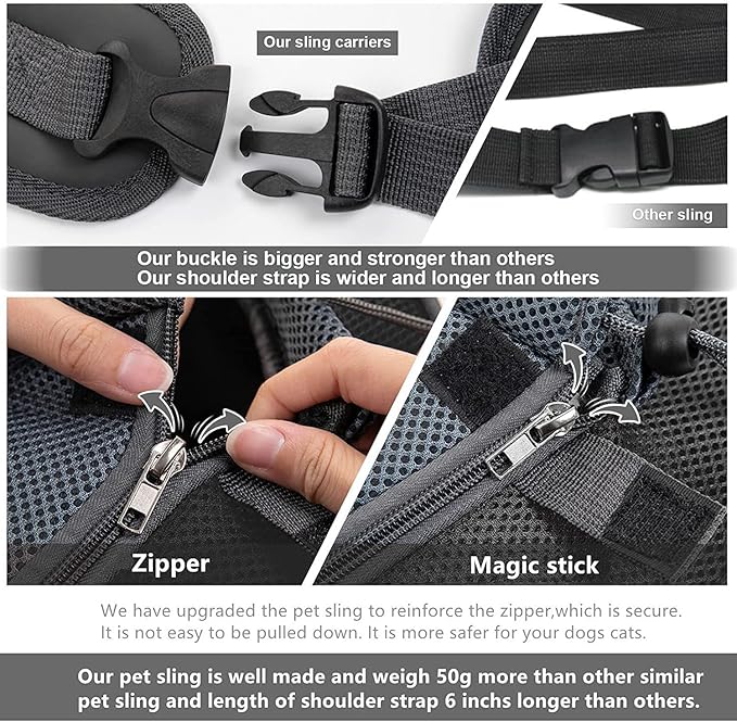 Pet Sling Carrier Bag Dog Cat Hand-Free Sling Carrier Shoulder Bag Breathable Mesh Pet Puppy Travel Bag Adjustable Shoulder Strap Pet Tote Bag Handbag for Small Dog Cat Puppy Outdoor Walking Travel