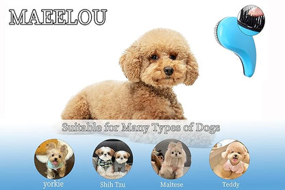 Puppy Brush for Small Dogs - Soft Dog Brush - Perfect Yorkie, Shih Tzu, Maltipoo & Maltese Grooming - Gentle Dog Hair Remover Brush for Easy Pet Hair Removal & Grooming at Home （Blue）