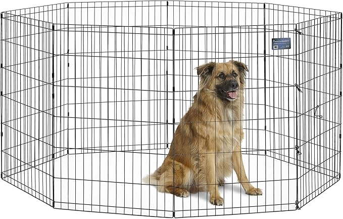 MidWest Homes for Pets Dog Exercise Pen & Playpen, 24" W x 36" H, No Door, Black