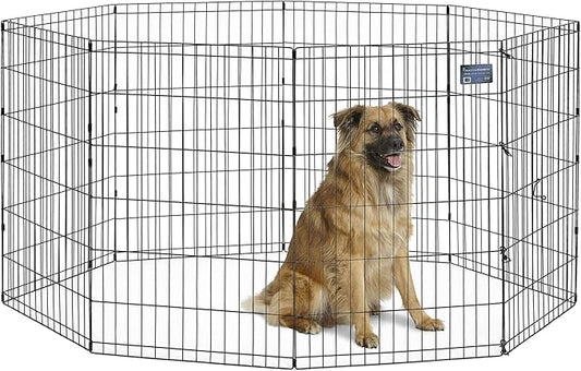 MidWest Homes for Pets Dog Exercise Pen & Playpen, 24" W x 36" H, No Door, Black