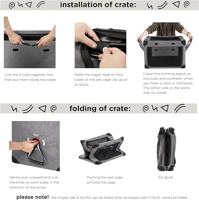 Collapsible Dog Crate - 32 Inch Portable Foldable Travel Crates for Medium Dogs with Detachable Storage Bag, Removable Pad, and Mesh Windows for Outdoor & Indoor (Beige)