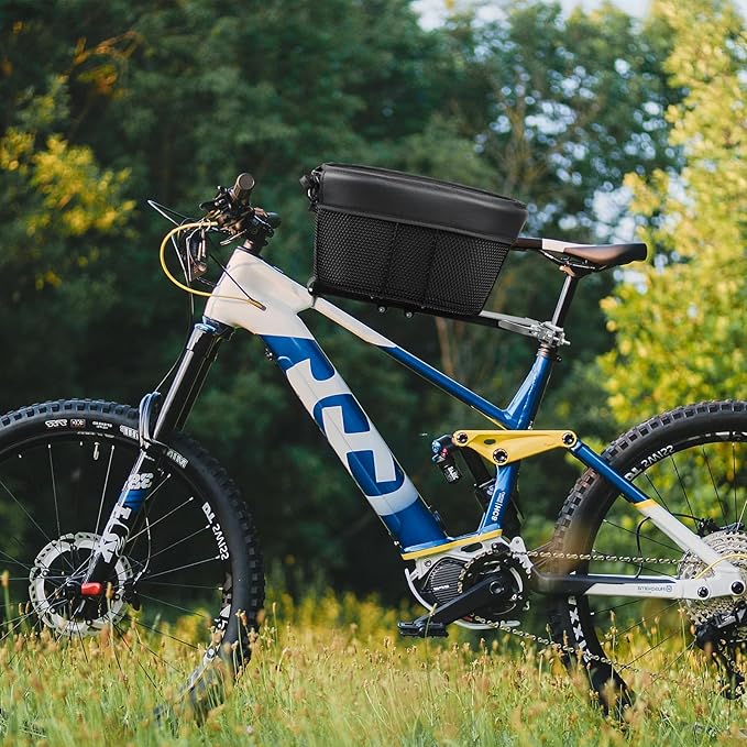 Dog Bike Basket,Soft-Sided Pet Bicycle Carrier Wiith Safety Strap,Pet Travel Bag,Quick Detachable Breathable Bicycle Basket Bag,Ride Bicycle Basket for Dogs and Cats Up to 16lbs, Black1
