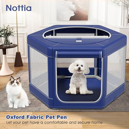 Hexagonal Dog playpen, 45Inch Soft Puppy Playpen with 600D Oxford Fabric, Stable Structure with Thickend Stainless Steel Tubes, 25.6 Inch Height Pet Playpen for Small and Medium Dogs, Animals