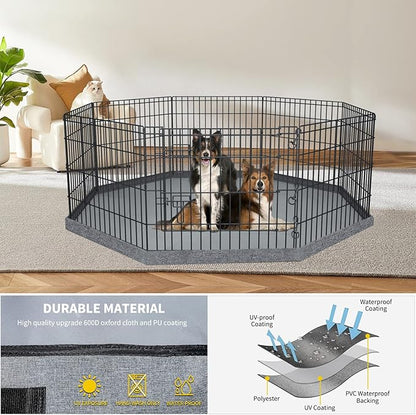 PETIME Bottom Cover Mat for Dog Playpen Pen Waterproof Pad Floor Protector for Indoor Outdoor Use Fits All 24" Wide 8 Panels Pet Exercise Play Pen (Playpen Not Included)