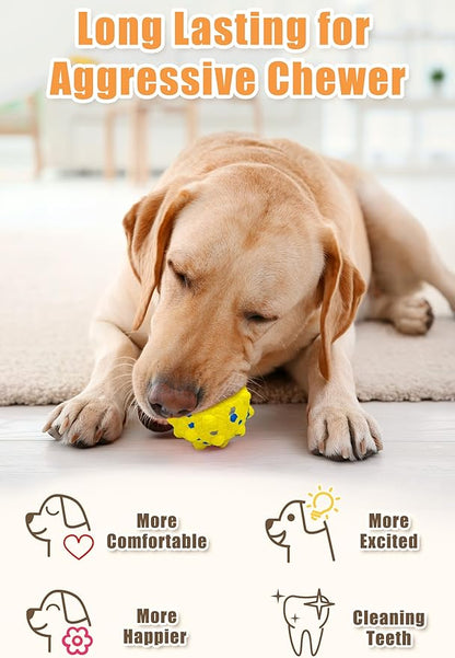 Dog Balls for Aggressive Chewers, 3.7'' Indestructible Tennis Balls for Dogs, Durable Bouncy Dog Toy Balls, Interactive Dog Toys for Fetch Game, Lightweight Floating Balls (Grey Large)