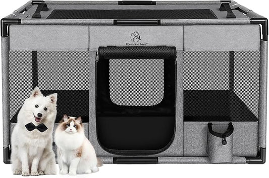 Dog Playpen,Fabric Fence, Portable Soft Cat Kennel Crate,Breathable Exercise Puppy Pen,PVC Pipe Frame,Indoor Outdoor Cage for Large/Medium/Small Animals with Carrying Case(L)