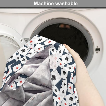 Lunarable Casino Dog Crate Cover, Realistic Style Random Scattered Playing Cards Leisure Time Hobby Games, Easy to Use Pet Kennel Cover for Cats & Medium Dogs, 30 Inch, Cadet Blue Black Red