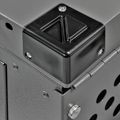 Heavy Duty Fully Collapsible Powder-Coated Aluminum Dog Crate - Small (Gray)