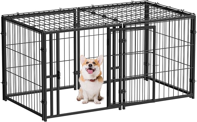 Mr IRONSTONE Dog Crate Small Dog Kennel Dog House Indoor Dog Cage for Small Medium Large Dogs, Puppy Dog Playpen, Pet Cage, 24" H x 48" L