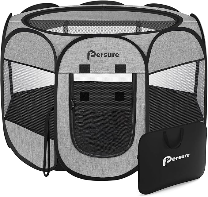 Dog Cat Playpen Indoor Outdoor, Premium Grey, Medium