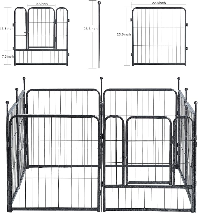 Dog Playpen, Dog Fences for The Yard, Portable Outdoor Dog Playpen for Large/Medium/Small Dogs, Foldable Metal Dog playpen, with Doors (24 Panels, 24")