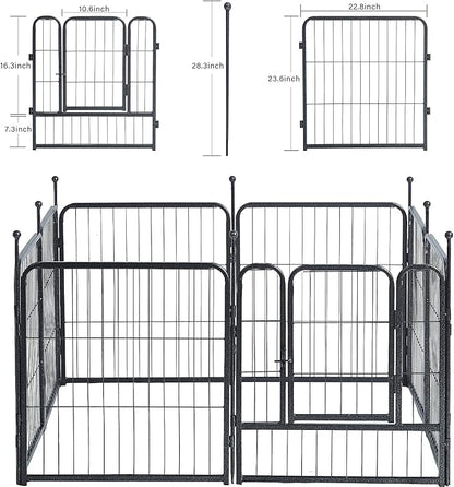 Dog Playpen, Dog Fences for The Yard, Portable Outdoor Dog Playpen for Large/Medium/Small Dogs, Foldable Metal Dog playpen, with Doors (24 Panels, 24")