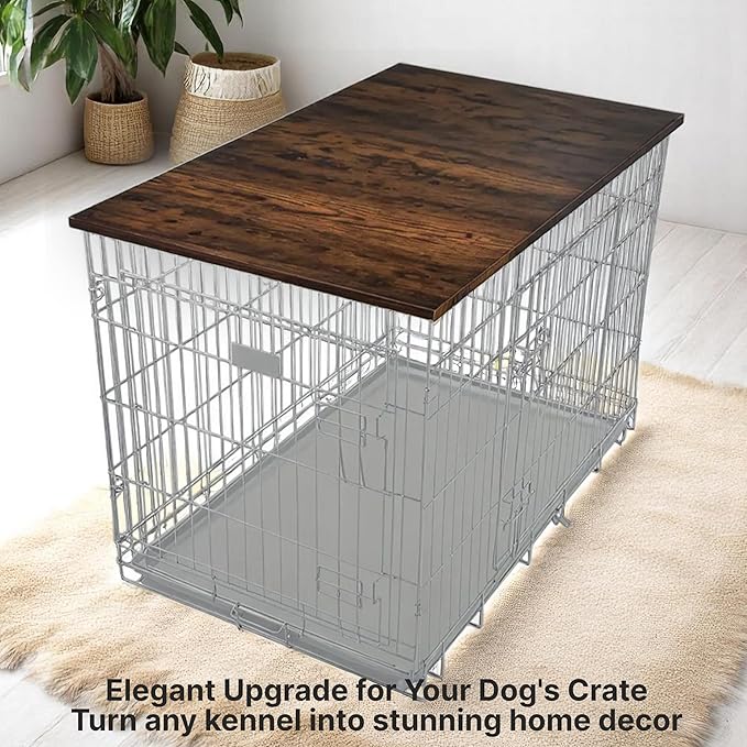 Skywin Dog Crate Topper Wood - 42" x 28" Dog Table Topper, Premium Dog Kennel, Functional Pet Crate Furniture Table Dog Topper