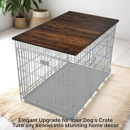 Skywin Dog Crate Topper Wood - 42" x 28" Dog Table Topper, Premium Dog Kennel, Functional Pet Crate Furniture Table Dog Topper