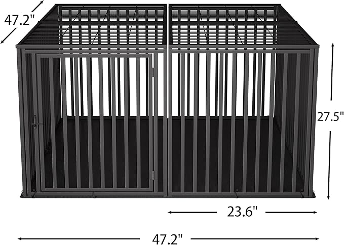 Extra Large Steel Tube Dog Crate with Mat Base, 48"x48"x28" Heavy Dog Crates for Large Dogs, Big Dog Cage, Dog Kennel, Puppy Dog Playpen with Top, Pet Cage, Indoor Outdoor, XXL2