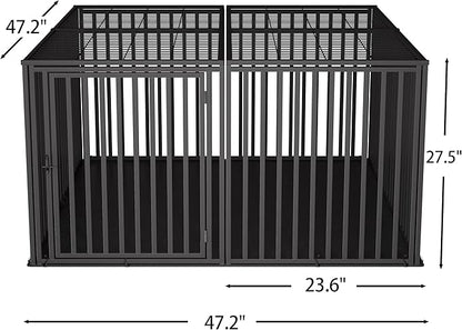 Extra Large Steel Tube Dog Crate with Mat Base, 48"x48"x28" Heavy Dog Crates for Large Dogs, Big Dog Cage, Dog Kennel, Puppy Dog Playpen with Top, Pet Cage, Indoor Outdoor, XXL2